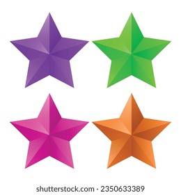 Vector 3d colorful metal star isolated on white background