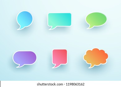 Vector 3d Colorful Speech Bubble Shapes Set