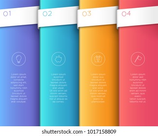 Vector 3D Colorful Vertical Text Banner Steps 1 to 4