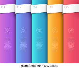 Vector 3D Colorful Vertical Text Banner Steps 1 to 5