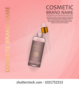 Vector 3D cosmetic illustration on a soft light waves background . Beauty realistic cosmetic product design template