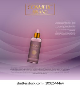 Vector 3D cosmetic illustration on a soft light waves background . Beauty realistic cosmetic product design template