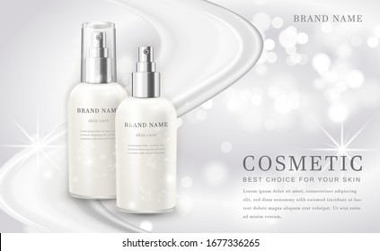 Frasco de producto Vector 3D con fondo blanco brillante elegante