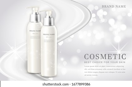 Frasco de producto Vector 3D con fondo blanco brillante elegante