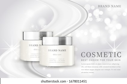 Vektorillustration 3D Kosmetische Schminkflasche mit elegantem, weißem Hintergrund