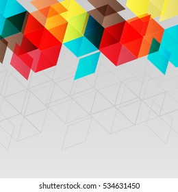 Vector 3d cube abstract background isolated