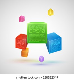 Vector 3d cube colorful abstract background.