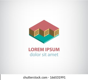 vector 3d cubes building apartment logo isolated, isometry