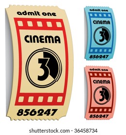 vector 3d curled cinema tickets