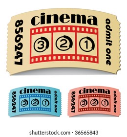 vector 3d curled cinema tickets
