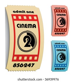 vector 3d curled cinema tickets