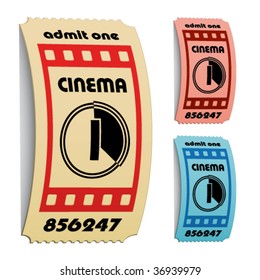 vector 3d curled cinema tickets