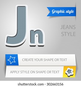 Vector 3D dark blue jeans graphic style. You can apply this style to any fonts and objects
