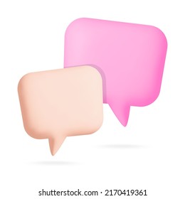 Vector 3d dialog speech bubble rectangle shape balloons. Vector template for badges, banner, web, tag, sticker. Place for icon and text. Communication concept.