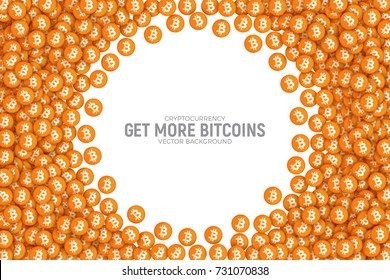 Vector 3D Digital Cryptocurrency Bitcoin Orange Flat Icons Abstract Conceptual Illustration Isolated on White Background. Design Elements for Web, Internet, Business, Trading, Commerce, Sales, Deals