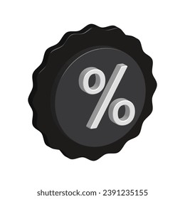 vector 3d discount badge.  black.  illustration design icon