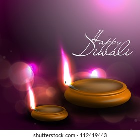 vector 3d diya design for diwali festival.