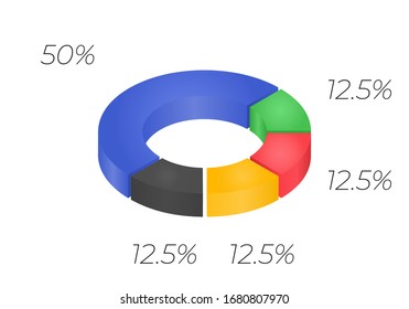 Vector 3d donut  chart infographic. Business progress infographics concept with 5 options, parts, steps, processes. Layered performance graph presentation. Circle diagram.