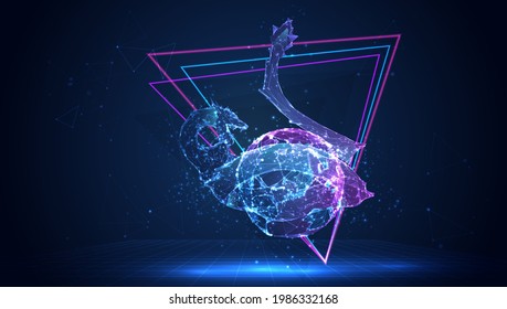 vector 3d dragon snake on a blue background in virtual space 