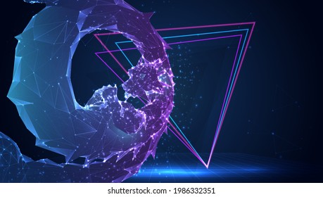 vector 3d dragon snake on a blue background in virtual space 