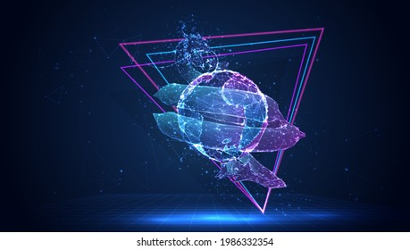 vector 3d dragon snake on a blue background in virtual space 