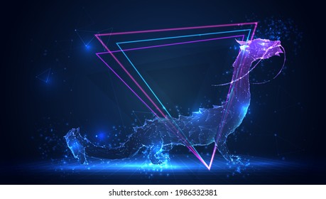 vector 3d dragon snake on a blue background in virtual space 