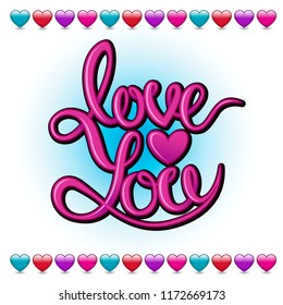 Vector 3D drawing heart. ornament of hearts. Print fot t-shirt, poster or postcard