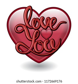 Vector 3D drawing heart. Print fot t-shirt, poster or postcard