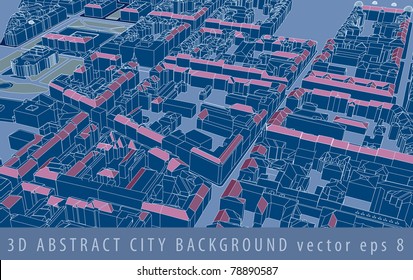 vector 3D drawing of the old european town space