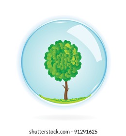 Vector 3d Eco concept "water ia life". Drop with tree inside. EPS 8.