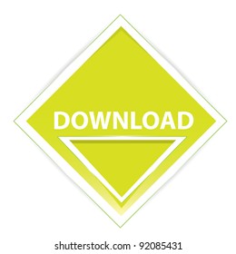 Vector 3d eco green glossy download button. Internet icon.