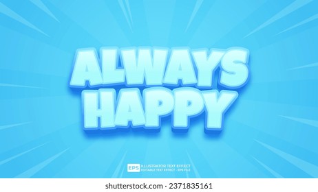 Vector vector 3d editable always happy text effect font