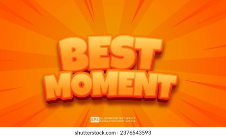 Vector 3d editable best moment  text effect font