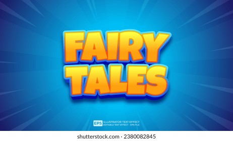 Vector 3d editable fairy tales text effect font