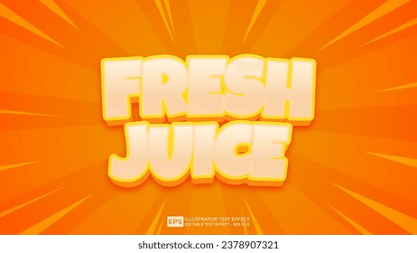 Vector 3d editable fresh juice text effect font