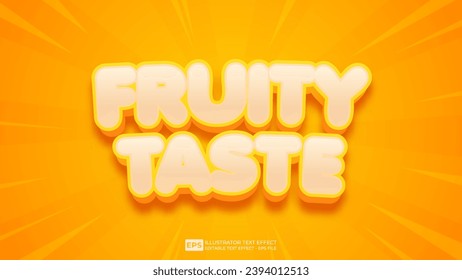 Tipo de letra del efecto de texto del sabor de fruta editable del vector 3d