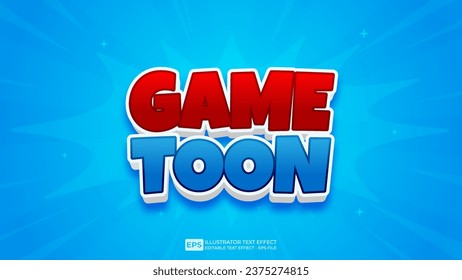 Vector 3d editable game toon text effect font