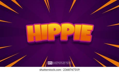 Vector vector 3d editable hippie text effect font