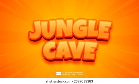 Vector 3d editable jungle cave text effect font
