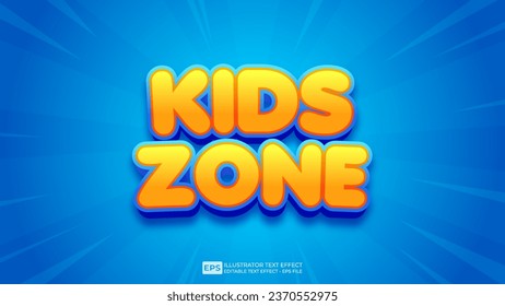 Vector vector 3d editable kids zone text effect font