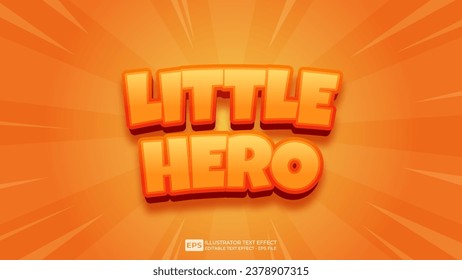 Vector 3d editable little hero text effect font