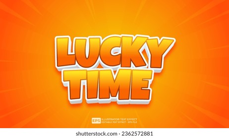 Vector vector 3d editable lucky time text effect font