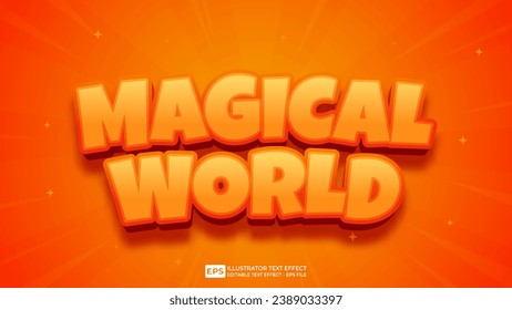 Vector 3d editable magical world text effect font