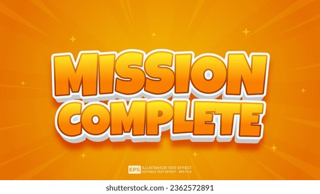 Vector vector 3d editable mission complete text effect font