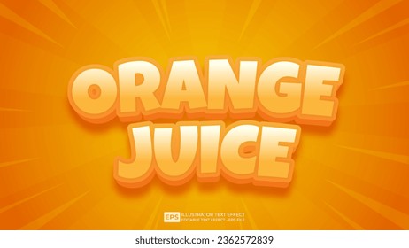 Vector vector 3d editable orange juice text effect font