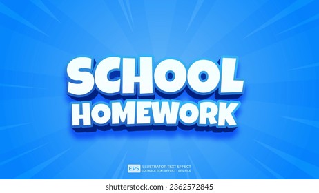 Vector vector 3d editable school homework text effect font