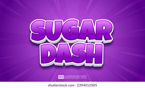 Vector 3d editable sugar dash text effect font