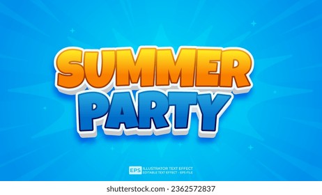 Vector vector 3d editable summer party text effect font