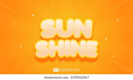 Vector vector 3d editable sun shine text effect font