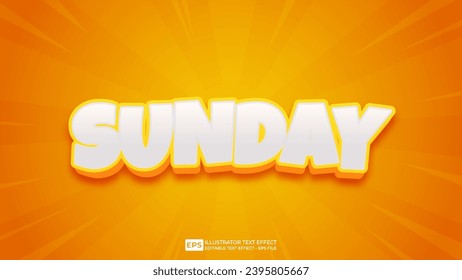 Vector 3d editable sunday text effect font